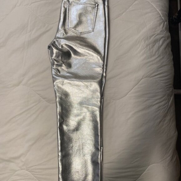 7 For All Mankind Women's Metallic Silver Pants - Picture 2 of 6